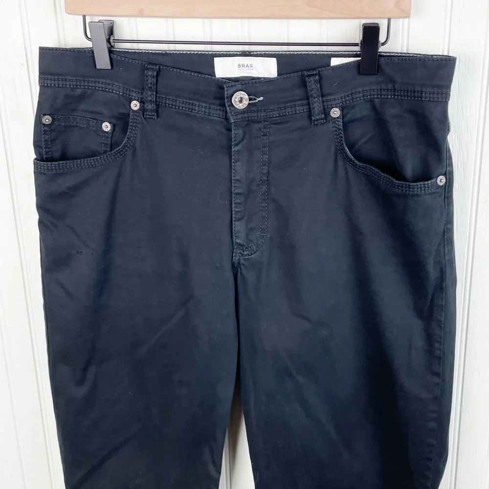 Brax Cooper Fancy Regular Fit Straight Leg Pants Solid Black Men's Size 34 - Picture 3 of 10